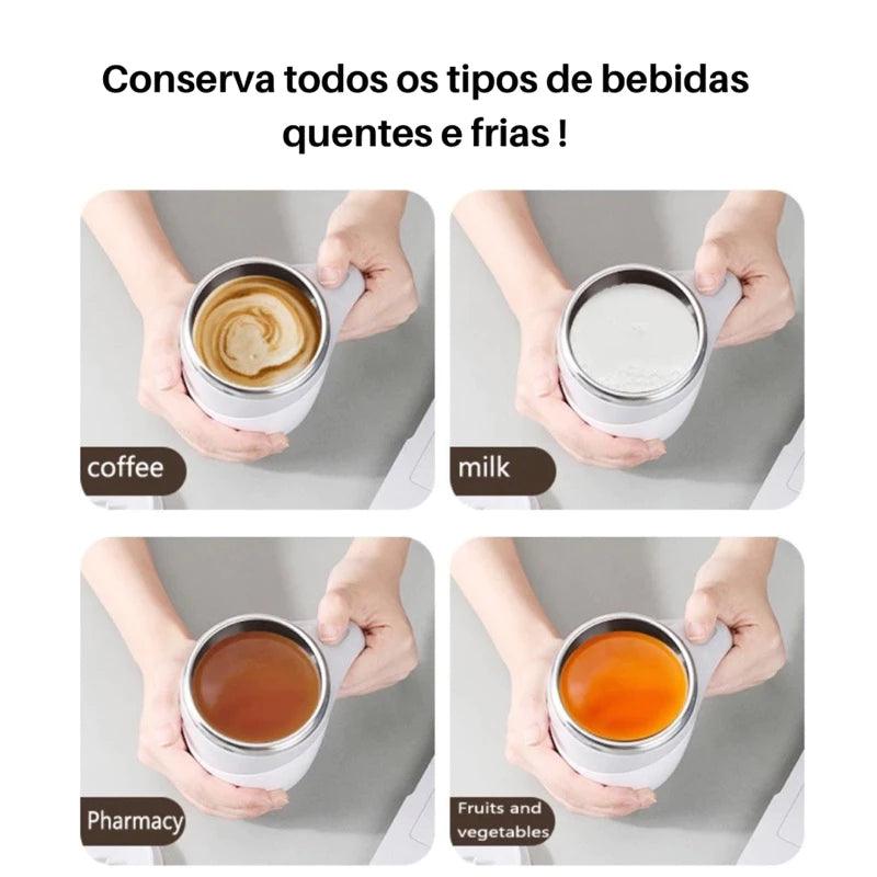 Caneca Térmica em Aço Inox com Misturador Automático - Paguei Barato