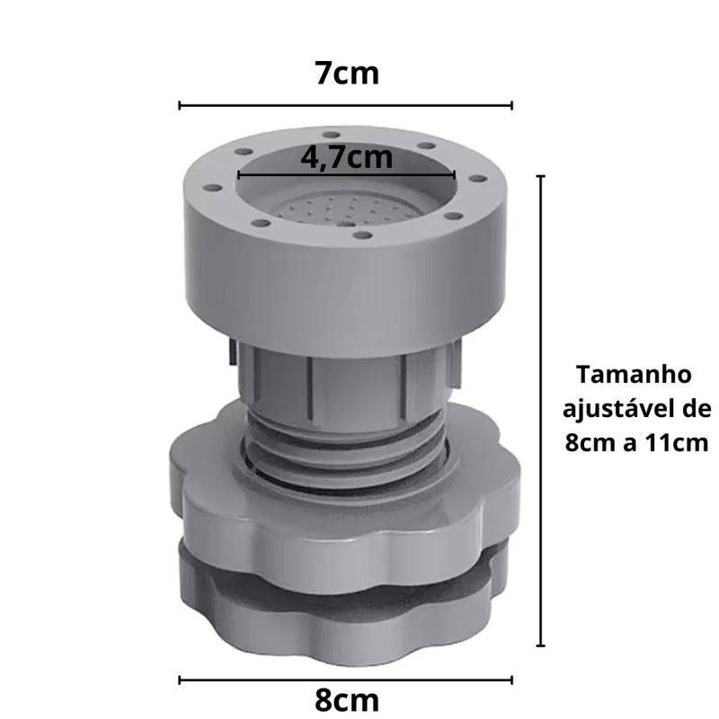 Kit 4 Suporte Pé Nivelador Anti-Ruído Ajustável Para Maquina de Lavar